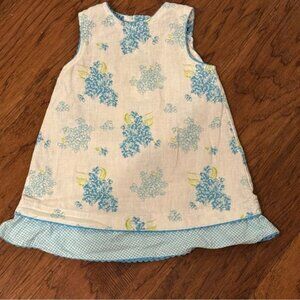 Vintage Okie Dokie Baby Dress 24 Months – Blue Floral Linen and cotton blend 90s